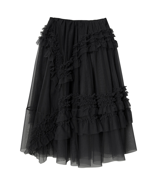 FLAREUP(フレアアップ)の「Tulle Layered Long Skirts (FL-266_Black)(スカート・レディース・ブラック・OS)」の1枚目の写真