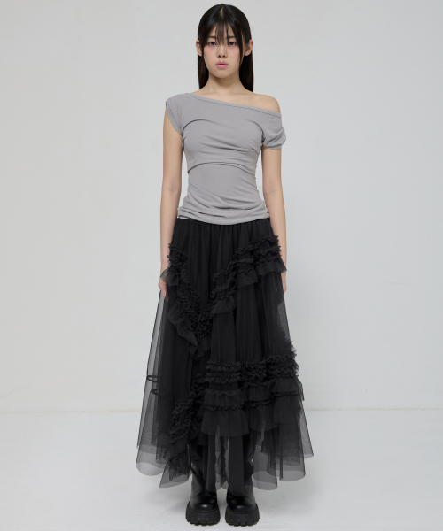FLAREUP(フレアアップ)の「Tulle Layered Long Skirts (FL-266_Black)(スカート・レディース・ブラック・OS)」の6枚目の写真