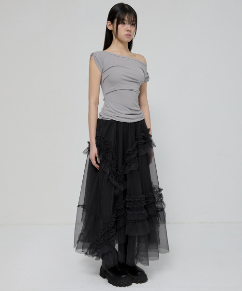 FLAREUP(フレアアップ)の「Tulle Layered Long Skirts (FL-266_Black)(スカート・レディース・ブラック・OS)」の5枚目の写真