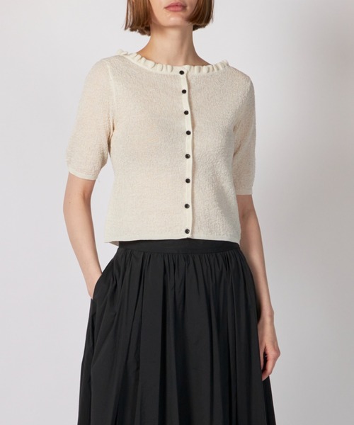 CLANE(クラネ)の「CLANE W FACE FRILL KNIT CARDIGAN(ニット/セーター・レディース・オフホワイト・1)」の1枚目の写真