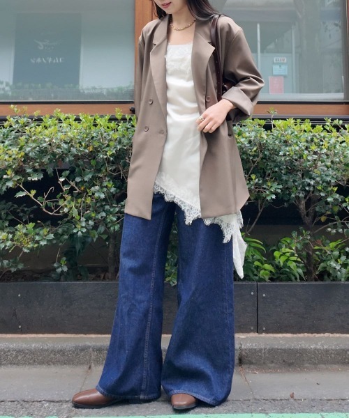 CIEL'AIR(シエルエアー)の「SATIN ASYMMETRIC CAMI(サテンアシンメトリーキャミ)(キャミソール・レディース・ブラウン/アイボリー・FREE)」の16枚目の写真