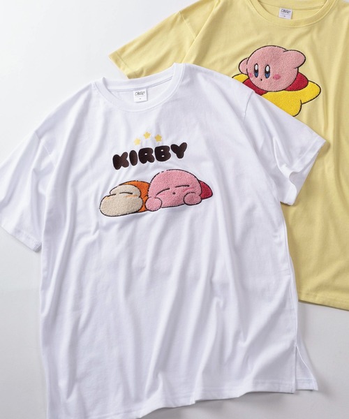make a ray!(メイク ア レイ!)の「【71】星のカービィ ワドルディ サガラ刺繍 ワイド クルーネックTシャツ/レディース(Tシャツ/カットソー・レディース・ブルー/イエロー/ホワイト/ブラック・L/M)」の2枚目の写真