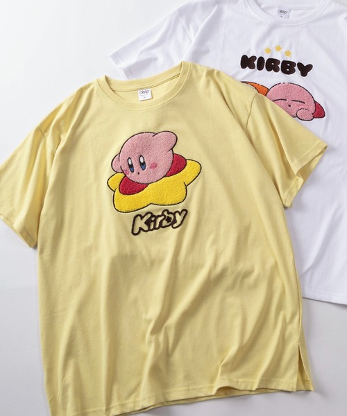 make a ray!(メイク ア レイ!)の「【71】星のカービィ ワドルディ サガラ刺繍 ワイド クルーネックTシャツ/レディース(Tシャツ/カットソー・レディース・ブルー/イエロー/ホワイト/ブラック・L/M)」の1枚目の写真