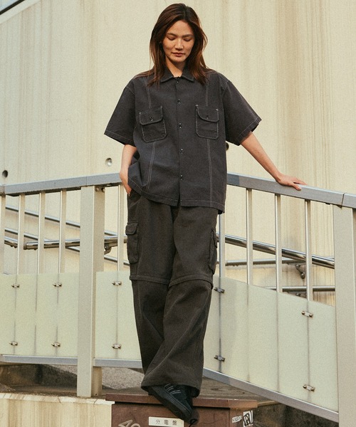 HUF（ハフ）の「HUF CO-OP CONTRAST DYED SHIRT（シャツ/ブラウス・メンズ・ブラック/モスグリーン/バーガンディー・S/M/L/XL）」の4枚目の写真