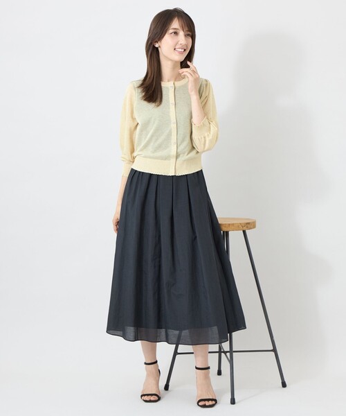 TO BE CHIC(トゥー ビー シック)の「シアーギャザースリーブ カーディガン(カーディガン/ボレロ・レディース・オフホワイト/パープル系その他4/ブラック/ベージュ系その他/グリーン系その他5/イエロー/グレー系その他2/グリーン・40/42)」の19枚目の写真