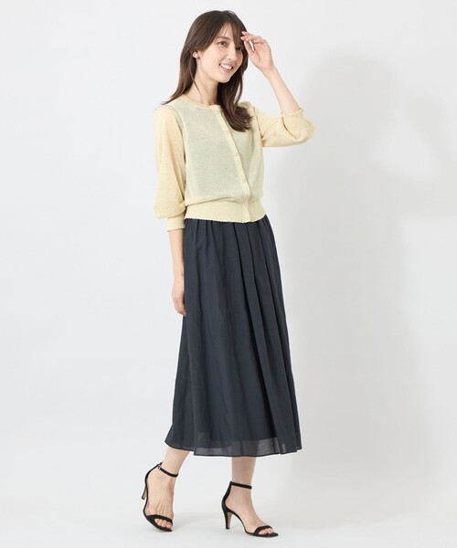 TO BE CHIC(トゥー ビー シック)の「シアーギャザースリーブ カーディガン(カーディガン/ボレロ・レディース・オフホワイト/パープル系その他4/ブラック/ベージュ系その他/グリーン系その他5/イエロー/グレー系その他2/グリーン・40/42)」の18枚目の写真