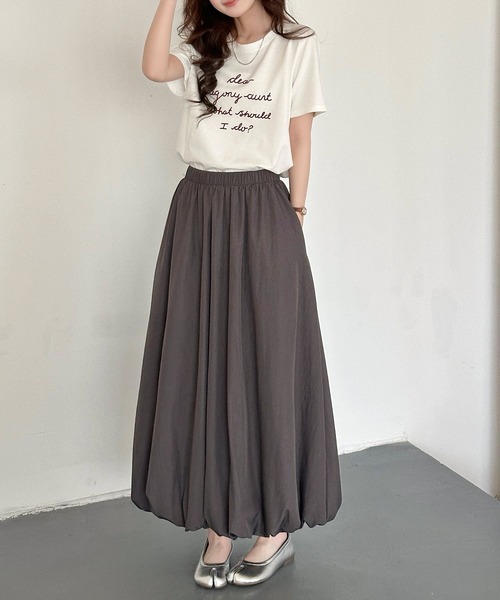 DAY CLOSET(デイ クローゼット)の「【立体フロッキー加工×英字ロゴプリント】半袖ラウンドネックTシャツ レディース(Tシャツ/カットソー・レディース・ブラック/ホワイト・FREE)」の19枚目の写真