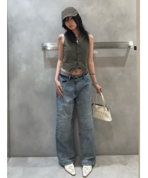 LAGUA GEM(ラグアジェム)の「KNEEPAD SWITCHING デニム(デニムパンツ・レディース・ブルー/ブラック・22inch/23inch/24inch/25inch/26inch)」の19枚目の写真