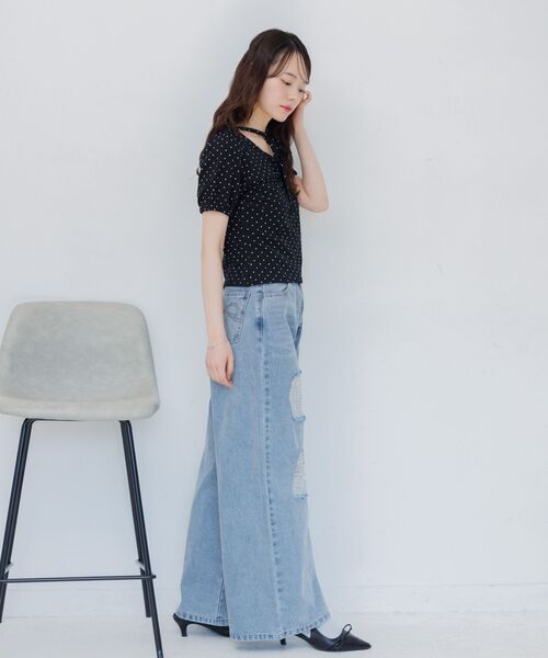 ems excite(エムズエキサイト)の「【2サイズ】刺繍入ダメージデニムPT(その他パンツ・レディース・ダークグレー/ケミカルウォッシュ・SMALL/MEDIUM)」の20枚目の写真