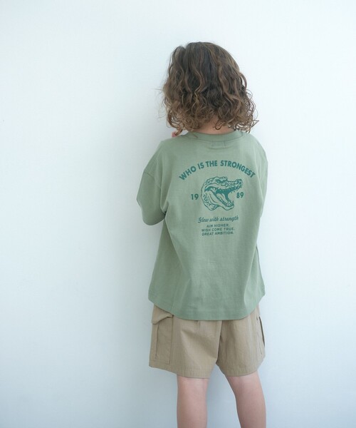 green label relaxing(グリーンレーベルリラクシング)の「【WEB限定】アニマルプリント Tシャツ/ キッズ 100cm-160cm(Tシャツ/カットソー・キッズ・オリーブ/ブラック/ライトブルー/グレー系・160cm/150cm/140cm/130cm/120cm/100cm/110cm)」の4枚目の写真