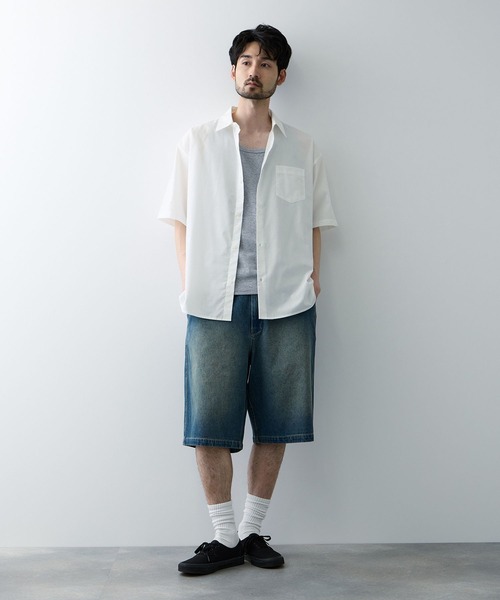 Mac-House（マックハウス）の「【 REALSTANDARD/リアルスタンダード 】リラックスフィット 半袖レギュラーシャツ（シャツ/ブラウス・メンズ・ブルー系その他/ネイビー/ベージュ/ホワイト/ホワイト系その他/サックスブルー・S/M/L/XL）」の18枚目の写真