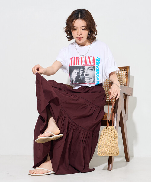 FREAK'S STORE（フリークスストア）の「＜新色追加＞GOOD ROCK SPEED/グッドロックスピード NIRVANA T-SHIRT/ロックTシャツ/ニルヴァーナ（Tシャツ/カットソー・レディース・チャコールグレー/ブルー/ホワイト/ベージュ/ブラウン/ブラック・ﾌﾘ-）」の10枚目の写真