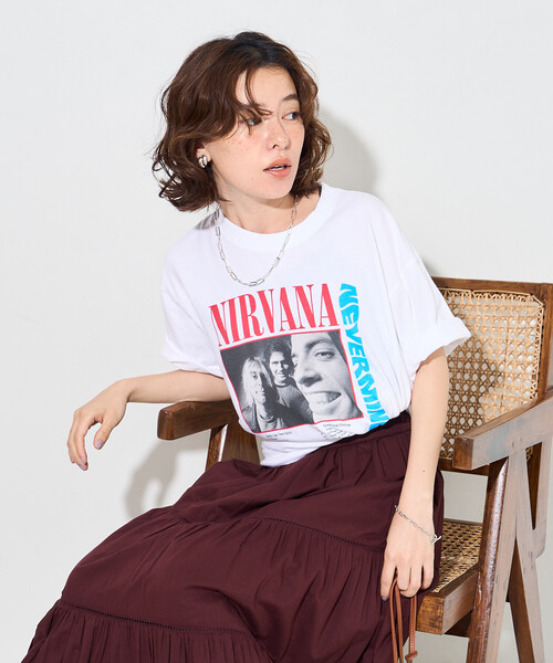FREAK'S STORE（フリークスストア）の「＜新色追加＞GOOD ROCK SPEED/グッドロックスピード NIRVANA T-SHIRT/ロックTシャツ/ニルヴァーナ（Tシャツ/カットソー・レディース・チャコールグレー/ブルー/ホワイト/ベージュ/ブラウン/ブラック・ﾌﾘ-）」の12枚目の写真