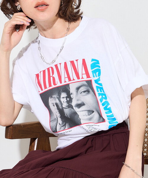 FREAK'S STORE（フリークスストア）の「＜新色追加＞GOOD ROCK SPEED/グッドロックスピード NIRVANA T-SHIRT/ロックTシャツ/ニルヴァーナ（Tシャツ/カットソー・レディース・チャコールグレー/ブルー/ホワイト/ベージュ/ブラウン/ブラック・ﾌﾘ-）」の13枚目の写真