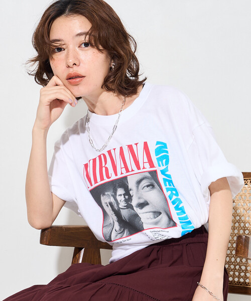 FREAK'S STORE（フリークスストア）の「＜新色追加＞GOOD ROCK SPEED/グッドロックスピード NIRVANA T-SHIRT/ロックTシャツ/ニルヴァーナ（Tシャツ/カットソー・レディース・チャコールグレー/ブルー/ホワイト/ベージュ/ブラウン/ブラック・ﾌﾘ-）」の14枚目の写真
