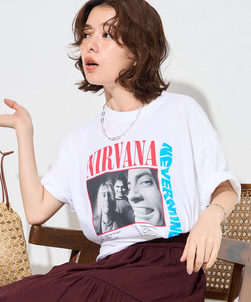 FREAK'S STORE（フリークスストア）の「＜新色追加＞GOOD ROCK SPEED/グッドロックスピード NIRVANA T-SHIRT/ロックTシャツ/ニルヴァーナ（Tシャツ/カットソー・レディース・チャコールグレー/ブルー/ホワイト/ベージュ/ブラウン/ブラック・ﾌﾘ-）」の15枚目の写真