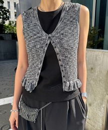 Ameri(�A����)��MEDI FRILL BACK RIBBON KNIT TOP(�j�b�g/�Z�[�^�[)