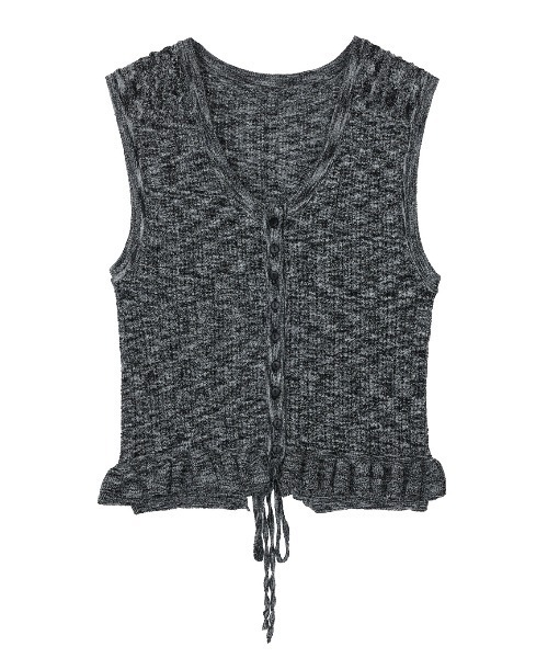 Ameri（アメリ）の「MEDI FRILL BACK RIBBON KNIT TOP（ニット/セーター・レディース・ブルー/ピンク/ブラック・FREE）」の20枚目の写真