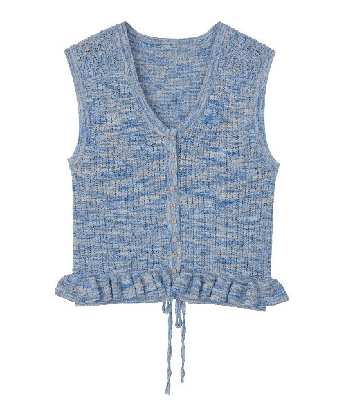 Ameri（アメリ）の「MEDI FRILL BACK RIBBON KNIT TOP（ニット/セーター・レディース・ブルー/ピンク/ブラック・FREE）」の21枚目の写真
