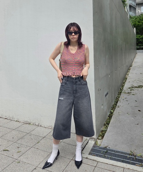 Ameri（アメリ）の「MEDI FRILL BACK RIBBON KNIT TOP（ニット/セーター・レディース・ブルー/ピンク/ブラック・FREE）」の13枚目の写真