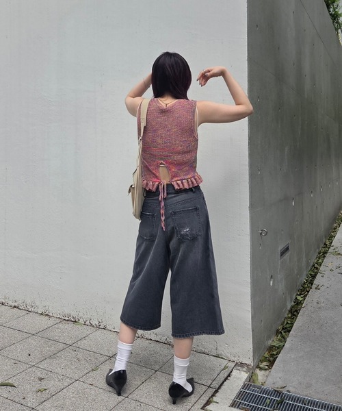 Ameri（アメリ）の「MEDI FRILL BACK RIBBON KNIT TOP（ニット/セーター・レディース・ブルー/ピンク/ブラック・FREE）」の14枚目の写真