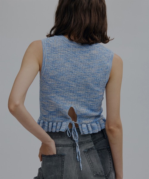 Ameri（アメリ）の「MEDI FRILL BACK RIBBON KNIT TOP（ニット/セーター・レディース・ブルー/ピンク/ブラック・FREE）」の16枚目の写真