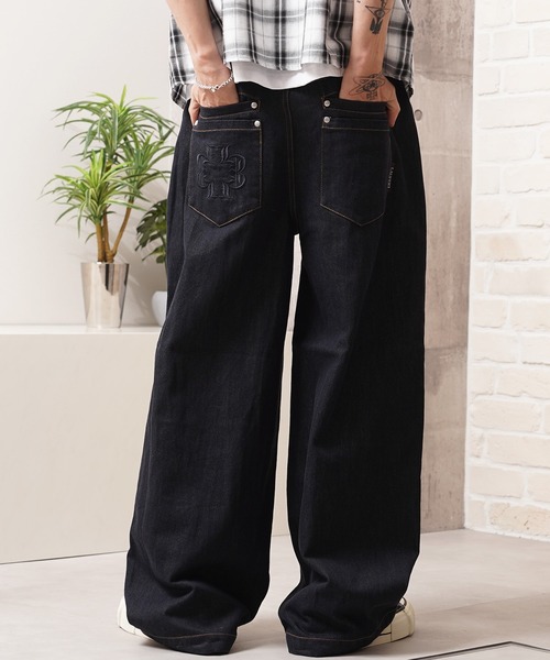 Laufer(ロイファー)の「【Laufer】ダブルポケット ワイドストレート デニムパンツ / Double-Pocket Wide-Leg Straight-Leg Pants(デニムパンツ・メンズ・ブルー/ブラック/ネイビー・XL/L/M)」の1枚目の写真