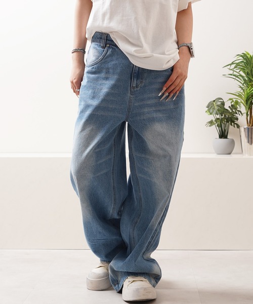 Laufer(ロイファー)の「【Laufer】ダブルポケット ワイドストレート デニムパンツ / Double-Pocket Wide-Leg Straight-Leg Pants(デニムパンツ・メンズ・ブルー/ブラック/ネイビー・XL/L/M)」の4枚目の写真