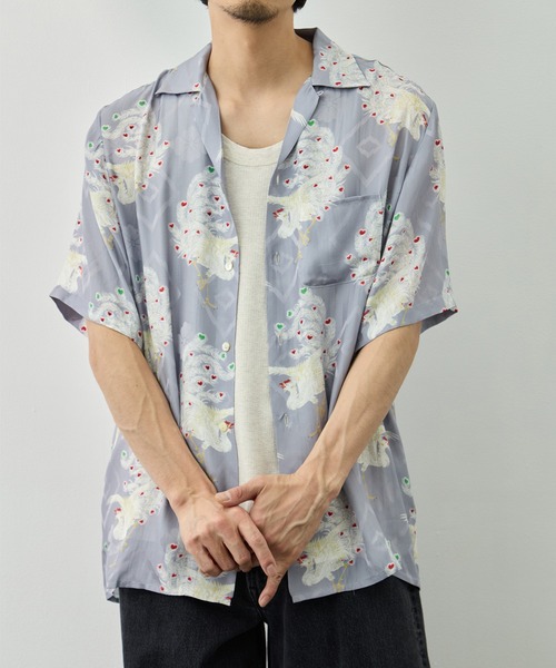 NIPOALOHA(ニポアロハ)の「【NIPOALOHA/二ポアロハ】SILK CUPRO SHORT SLEEVE ALOHA SHIRT〈PHOENIX / LIGHT PERPLE〉(シャツ/ブラウス・メンズ・グレー・L/M/S)」の10枚目の写真