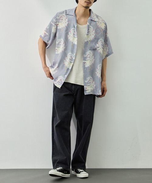 NIPOALOHA(ニポアロハ)の「【NIPOALOHA/二ポアロハ】SILK CUPRO SHORT SLEEVE ALOHA SHIRT〈PHOENIX / LIGHT PERPLE〉(シャツ/ブラウス・メンズ・グレー・L/M/S)」の6枚目の写真