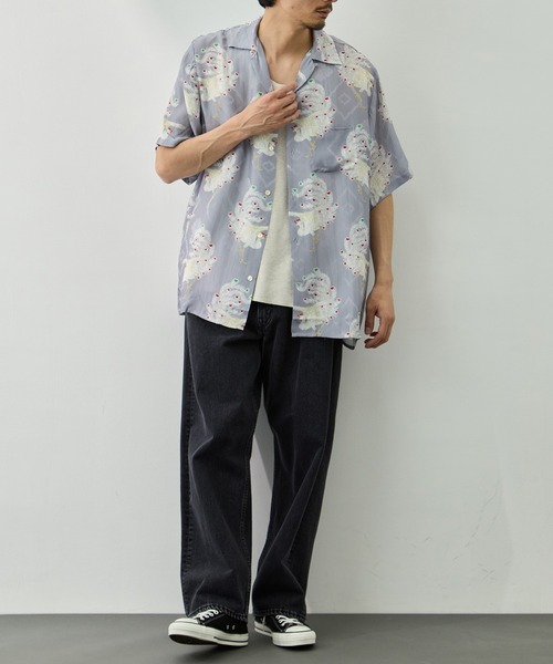 NIPOALOHA(ニポアロハ)の「【NIPOALOHA/二ポアロハ】SILK CUPRO SHORT SLEEVE ALOHA SHIRT〈PHOENIX / LIGHT PERPLE〉(シャツ/ブラウス・メンズ・グレー・L/M/S)」の5枚目の写真