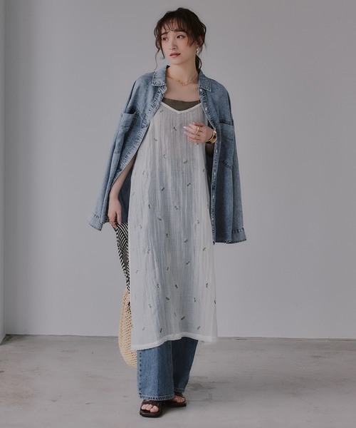 210nouve(トゥージュヌーブ)の「小花柄 刺繍 シアー キャミワンピース(ワンピース・レディース・ブラウン/アイボリー/ブラック・FREE)」の12枚目の写真