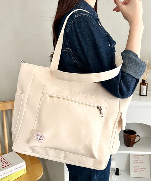 wears(ウェアーズ)の「シンプルキャンバストートバッグ(トートバッグ・レディース・ベージュ/グリーン/アイボリー/ブラック・FREE)」の2枚目の写真