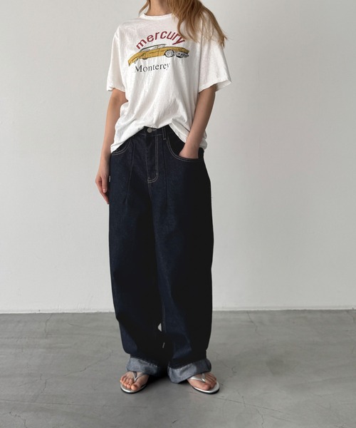 CANAL JEAN(キャナルジーン)の「Lakey Park mercury スラブTシャツ(Tシャツ/カットソー・レディース・ネイビー/ホワイト・ONE SIZE)」の7枚目の写真
