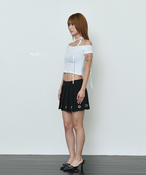 Midnight Move(ミッドナイトムーブ)の「Midnight Move/オフショルドットトップス(Tシャツ/カットソー・レディース・ホワイト/グレー/ネイビー・FREE)」の9枚目の写真