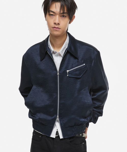 DNSR(ディーエヌエスアール)の「ドレープクロップブルゾンネイビー(ブルゾン・メンズ・その他・X-LARGE/MEDIUM/LARGE)」の1枚目の写真