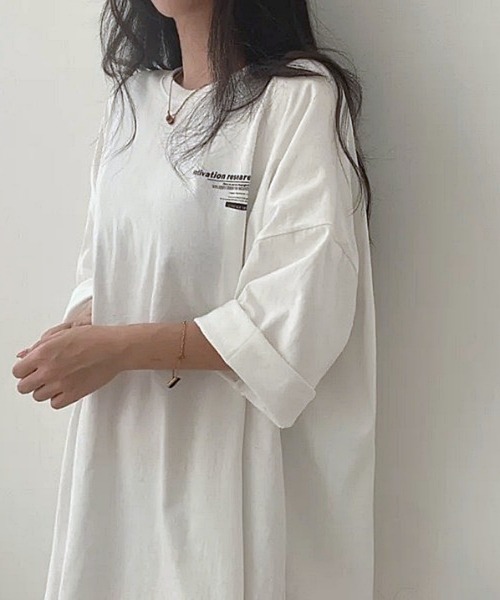 HAILY(ヘイリー)の「ロゴプリントビッグサイジング半袖Tシャツ(Tシャツ/カットソー・レディース・ライトグレー/ブルー/ホワイト・FREE)」の2枚目の写真