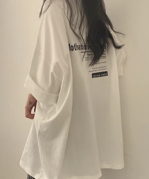 HAILY(ヘイリー)の「ロゴプリントビッグサイジング半袖Tシャツ(Tシャツ/カットソー・レディース・ライトグレー/ブルー/ホワイト・FREE)」の5枚目の写真