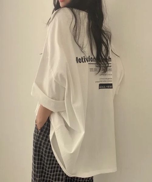 HAILY(ヘイリー)の「ロゴプリントビッグサイジング半袖Tシャツ(Tシャツ/カットソー・レディース・ライトグレー/ブルー/ホワイト・FREE)」の9枚目の写真