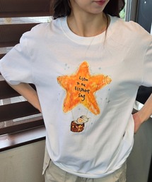 水彩タッチ スターバルーン×エレファント グラフィックTシャツ