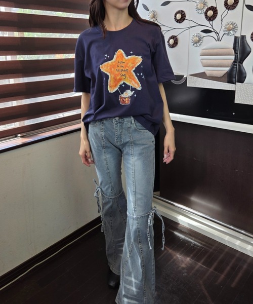 ｔｏｌｅｎｅ（トレネ）の「水彩タッチ スターバルーン×エレファント グラフィックTシャツ（Tシャツ/カットソー・レディース・ネイビー/ホワイト・FREE）」の11枚目の写真