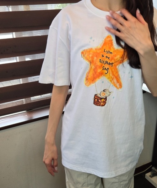ｔｏｌｅｎｅ（トレネ）の「水彩タッチ スターバルーン×エレファント グラフィックTシャツ（Tシャツ/カットソー・レディース・ネイビー/ホワイト・FREE）」の15枚目の写真