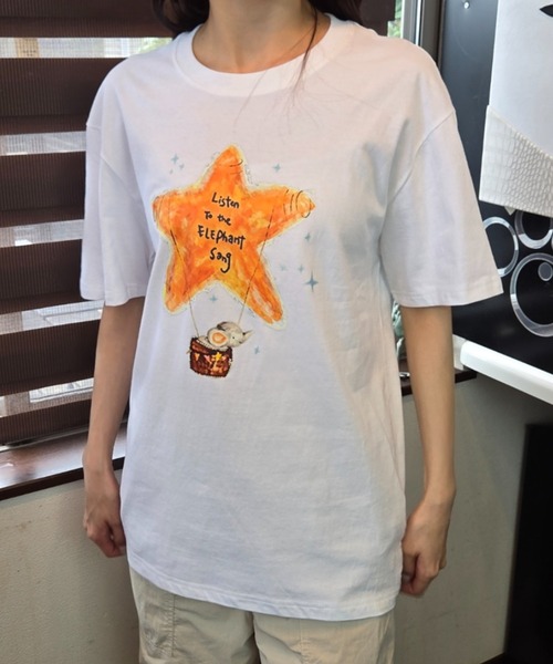 ｔｏｌｅｎｅ（トレネ）の「水彩タッチ スターバルーン×エレファント グラフィックTシャツ（Tシャツ/カットソー・レディース・ネイビー/ホワイト・FREE）」の13枚目の写真