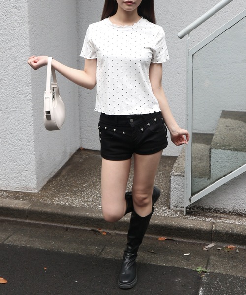 tinkerend(ティンカーエンド)の「Mellow Frill Mini T-shirt / メロウフリルミニTシャツ(Tシャツ/カットソー・レディース・ホワイト・FREE)」の5枚目の写真