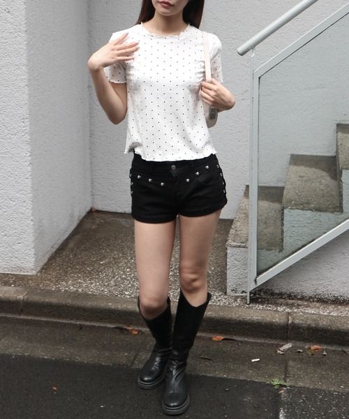 tinkerend(ティンカーエンド)の「Mellow Frill Mini T-shirt / メロウフリルミニTシャツ(Tシャツ/カットソー・レディース・ホワイト・FREE)」の4枚目の写真