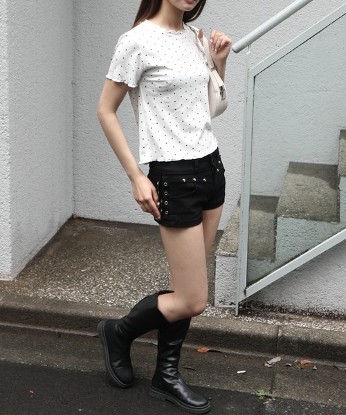 tinkerend(ティンカーエンド)の「Mellow Frill Mini T-shirt / メロウフリルミニTシャツ(Tシャツ/カットソー・レディース・ホワイト・FREE)」の6枚目の写真