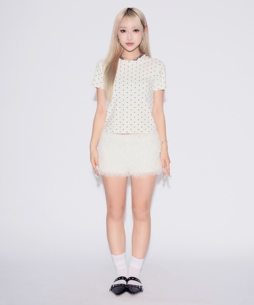 tinkerend(ティンカーエンド)の「Mellow Frill Mini T-shirt / メロウフリルミニTシャツ(Tシャツ/カットソー・レディース・ホワイト・FREE)」の22枚目の写真
