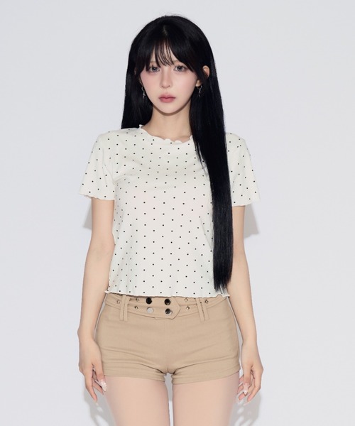 tinkerend(ティンカーエンド)の「Mellow Frill Mini T-shirt / メロウフリルミニTシャツ(Tシャツ/カットソー・レディース・ホワイト・FREE)」の9枚目の写真