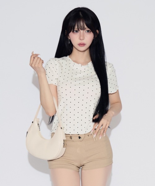 tinkerend(ティンカーエンド)の「Mellow Frill Mini T-shirt / メロウフリルミニTシャツ(Tシャツ/カットソー・レディース・ホワイト・FREE)」の10枚目の写真