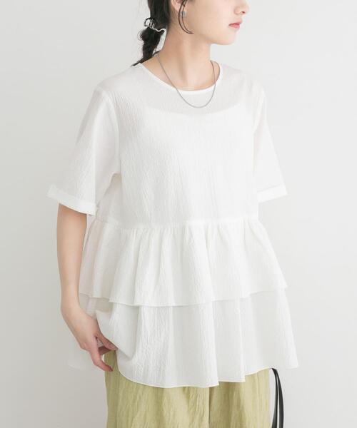 ITEMS URBANRESEARCH(アイテムズ アーバンリサーチ)の「サッカーフリルブラウス(シャツ/ブラウス・レディース・ブラック/ブルー・FREE)」の3枚目の写真
